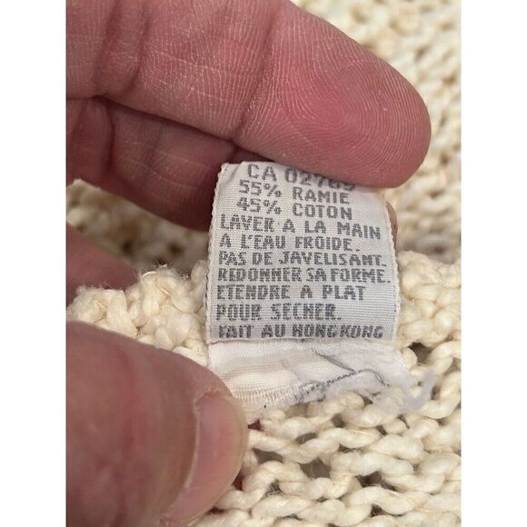 Renee Tener For Jeanne Pierre Hand Knit Cable Knit V neck Sweater Size Medium - Picture 5 of 5